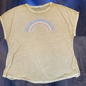 C&C California 1X Mustard Yellow Rainbow Future is Female Graphic T Shirt Top 1X